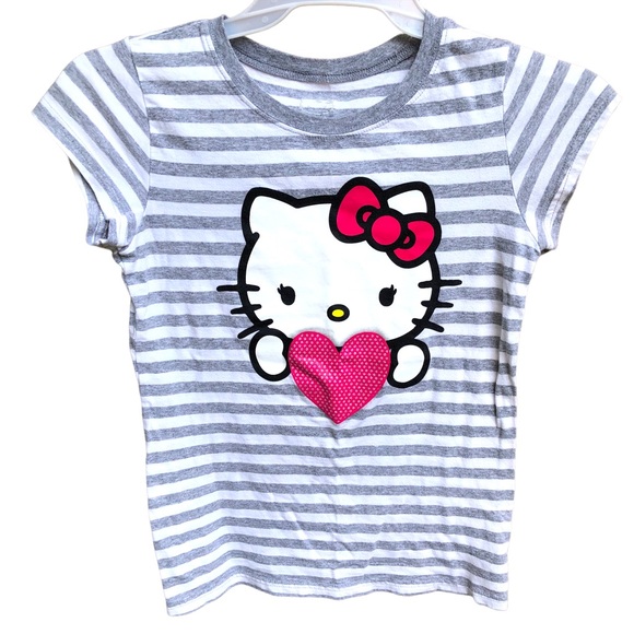 Hello Kitty Brand Shirt striped with hello kitty face on front - Picture 6 of 6